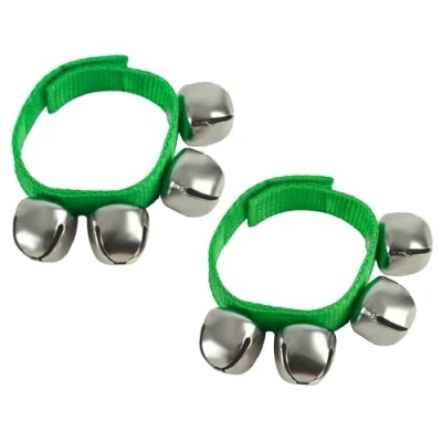 Image of A Star Wrist Jingle Sleigh Bells with Nylon Strap Pair Green