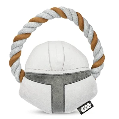 Image of Star Wars for Pets The Mandalorian Rope Ring with Plush Head Dog Toy Chew Dogs Toys, Tug of War Toys Gifts Fans