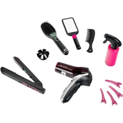 Image of Theo Klein 5873 Braun Satin Hair 7 Mega Set I With Straightener, Brush and Much More Battery Powered Hairdryer Packaging Dimensions: 49.5 cm x 8 26 Multi Colored