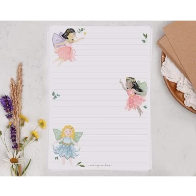 Image of Making Meadows A5 Lined Letter Writing Paper Set (20 Sheets &amp; 10 envelopes) Botanical Fairy Children&#039;s Design On Penpal Stationery
