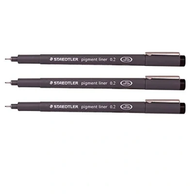 Image of Staedtler 0.2 mm Pigment Liner Fineliner Sketching Drawing Drafting Pens Pack of 3