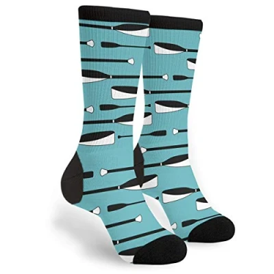Image of 934 Novelty Trainer Socks Rowing Oars Blue Black And White Sports Warmer Work Unisex For Yoga Football Outdoor 40Cm