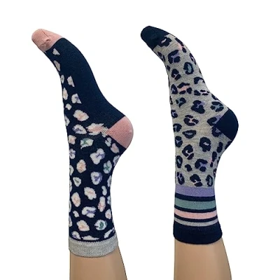 Image of Women&#039;s 2 Pair Charnos Animal and Stripe Bamboo Socks Navy One Size