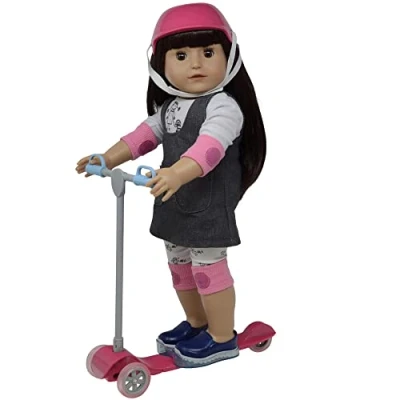 Image of The New York Doll Collection Scooter &amp; Helmet Set 18 Inch/46cm Dolls Accessories Fits s, Our Generation Bike Play