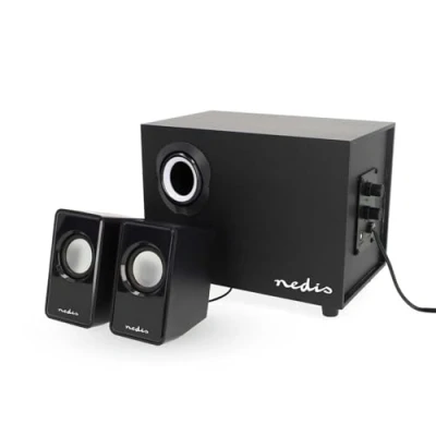 Image of NEDIS PC speakers 2.1 33 W Connections input: 1x 3.5 mm Powered by USB Volume control black