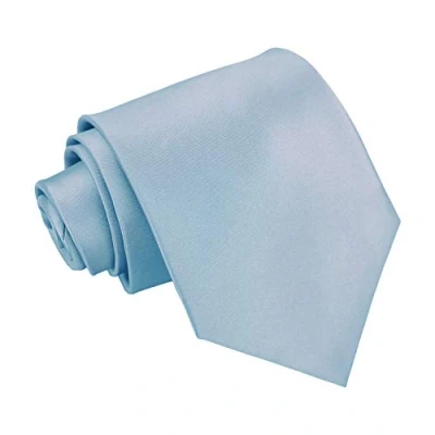 Image of DQT Plain Glossy Satin Polyester Wedding Classic Neck Tie for Men in Dusty Blue
