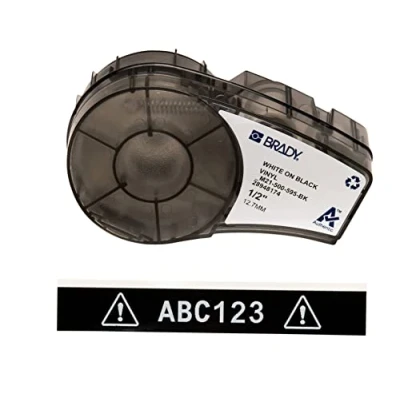 Image of Brady Vinyl Label Tape for Printer M211 &amp; M210 Self Adhesive Labels White on Black (12.70mm x 6.40m) M21 500 595 BK