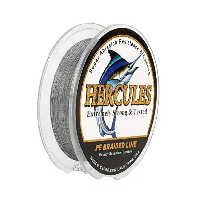 Image of Hercules Super Strong 100M 109 Yards Braided Fishing Line 50 LB Test for Saltwater Freshwater PE Braid Fish Lines 4 Strands Grey, 50LB (22.7KG), 0.37MM