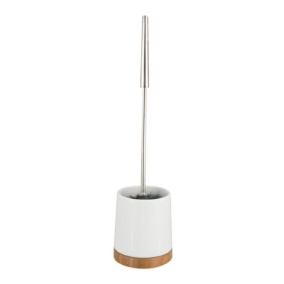 Image of WENKO 17676100 Toilet brush Bamboo Ceramic, 10.8 x 42 cm, White