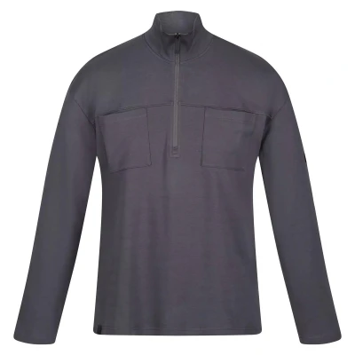 Image of Regatta Mens Ferdo Fleece Top (Dark Grey) Cotton Size Small