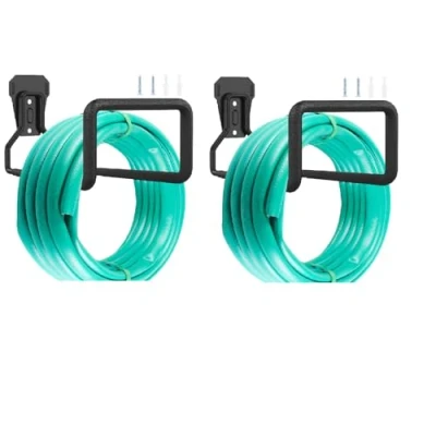 Image of 2PCS Metal Hose Holder Heavy Duty Pipe Hanger 19.5X 12 cm Wall Mounted Garden Water Garage Hook Sturdy Storage Bracket Stand Organizer for Extension Cords