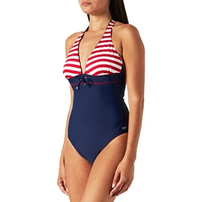 Image of Haute pression Women&#039;s Striped Swimsuit Blue 14 UK (Manufacturer size : 42)