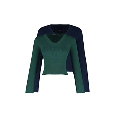 Image of Trendyol FeMan Slim fit Basic V Neck Knitwear Sweater,Navy Blue Khaki,M