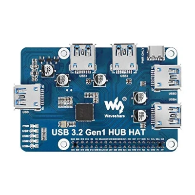 Image of USB 3.2 Gen1 HUB HAT For Raspberry Pi with 4x Ports, Driver Free compatible 3.0/2.0/1.1