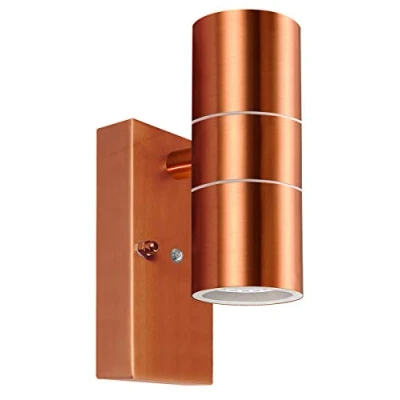 Image of Outdoor Wall Light Dusk Till Dawn Sensor Copper Finish Stainless Steel Up and Down Shining IP65 ZLC341C