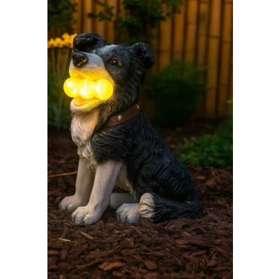 Image of Garden Mile Novelty Solar Powered Light up Dog Resin Ornament Waterproof Durable LED Animal Sculptures Ornaments Decoration Perfect for Patio, decor, Gifts