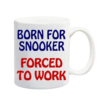 Image of Born for Snooker Forced to Work Mug Gift Present Cue Ball Sport