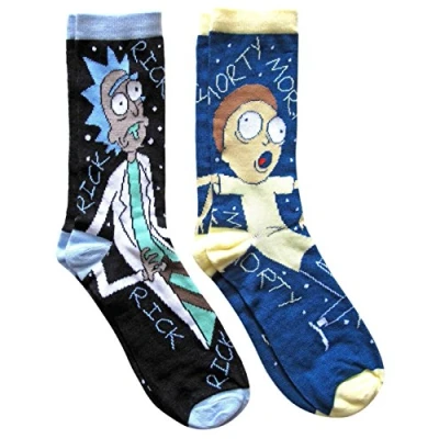 Image of Rick and Morty Character Men&#039;s Crew Socks 2 Pair Pack Shoe Size 6 12