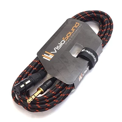 Image of VisioSound Female XLR to 6.35mm Stereo TRS Jack Lead/Balanced Signal/Audio Patch Cable (6m, Black/Red)