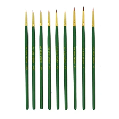 Image of Art, Craft &amp; Model Making Fine Detail Paint Brush Set of 9 (10/0, 5/0 and 0)