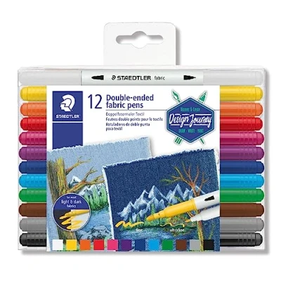 Image of Staedtler Duo Tipped Fabric Marker 12 Pack, Assorted, 3190 TB12