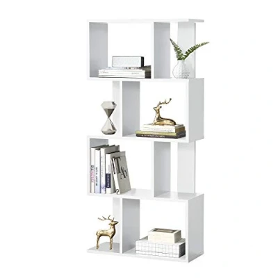 Image of [en.casa] Bookcase Brattahlid 130 x 60 24 cm shelf with 4 compartments and shelves Standing Media File Storage White