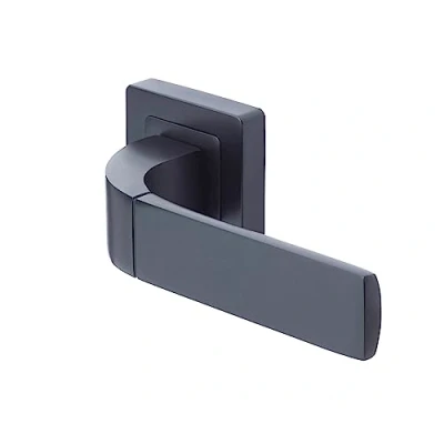 Image of Yale Pair of Door Handles on Rosette Bologna Matte Black Rosettes Function Cylinder Hole Included Square 7 mm Interior and Exterior Door, YPP7 B PE