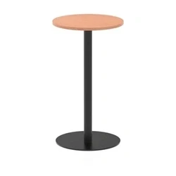 Image of Italia 600mm Poseur Round Table Beech Top 1145mm High Black Leg