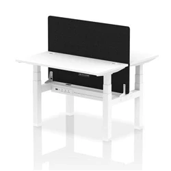 Image of Air B2B 1200x600mm Adjustable 2P Bench Desk CP White/White + Screen