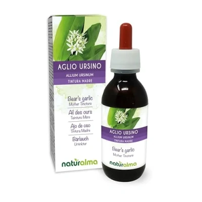 Image of Bear&#039;s Garlic or Wild (Allium ursinum) Leaves and Bulbs Alcohol Free Mother Tincture Naturalma Liquid Extract Drops 120 ml Food Supplement Vegan