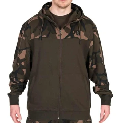 Image of Fox LW Khaki/Camo Split zip Hoody L Fishing jacket