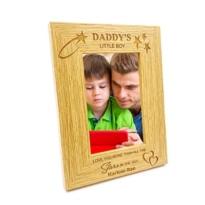 Image of ukgiftstoreonline Personalised Daddy&#039;s Little Boy Photo Frame Gift Portrait (4 x 6 Inch)