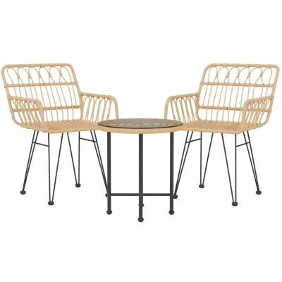Image of vidaXL 3 Piece Garden Dining Set Poly Rattan