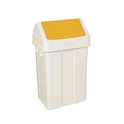 Image of Plastic Swing Top Bin 50 Litre White With Yellow Lid