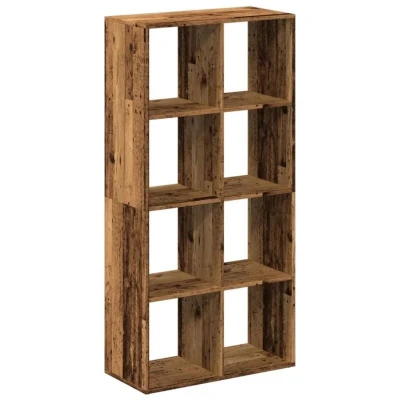 Image of vidaXL Room Divider Bookcase 8 Compartment Old Wood Engineered Modern Bookshelf 69.5x29x137.5 cm for Living Room, Study, Bedroom