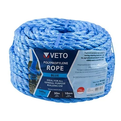 Image of TIMCO BR1030C Polypropylene rope General purpose Great for towing, mooring, strapping, cable draw cord and as a washing line Blue Winder 10mm x 30m