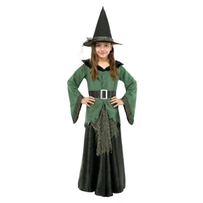 Image of Funidelia Deluxe Witch costumes for girl Witch, Wizards, Halloween, Horror Costume kids accessory fancy dress &amp; props carnival parties Size 5 6 years Black