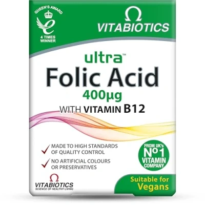 Image of Folic Acid Tablets with Vitamin B 60 Tablets, Vitabiotics Ultra