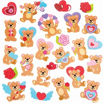 Image of Baker Ross Love Bear Foam Stickers Pack of 200, Valentine&#039;s for Children (FC377)