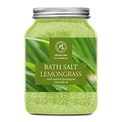 Image of Bath Salts w/Natural Essential Lemongrass Oil 1300g Sea Salt for Good Sleep Bathing Body Care Wellness Beauty Relaxation Aromatherapy Spa Supplement