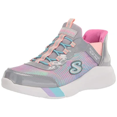 Image of Skechers 303514L GYMT Sneaker, Grey Mesh/Multi Trim, 11 UK
