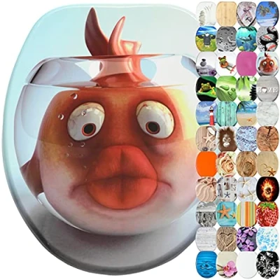 Image of Sanilo Toilet Seat, Wide Choice of Beautiful Seats, Stable Hinges, Easy to Mount (Goldfish)