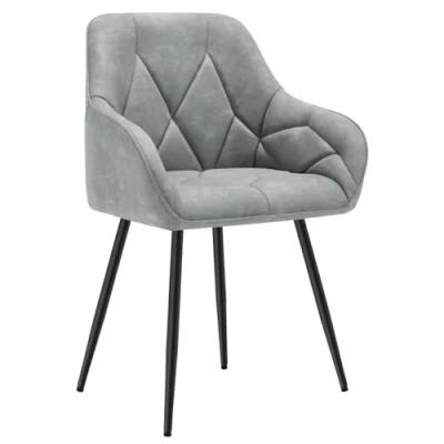 Image of WOLTU Dining Chair Kitchen Upholstered Living Room with Backrest, Armrests, Metal Legs, Ergonomic for Lounge, Office, Dressing Table Chair, Faux Leather, Grey