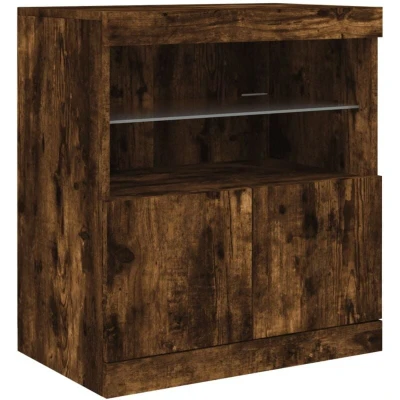 Image of vidaXL Sideboard with LED Lights Smoked Oak 60x37x67 cm