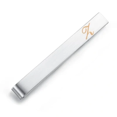 Image of HONEY BEAR Mens Initial Alphabet Letter Tie Clip Bar Normal Size for Business Wedding Gift,5.4cm,Brushed Silver A Z (Z)