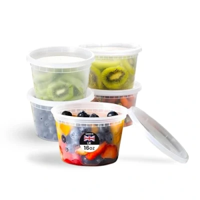 Image of We Can Source It Ltd 250 x Round 10oz Microwave Clear Plastic Food Containers Freezing Takeaway Hot Cold Foods 120mm (D) 40mm (H)