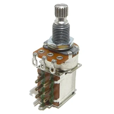 Image of Guitar potentiometer switched Push Pull A250K 16mm diameter 18mm shaft tone or volume