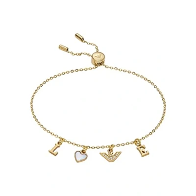 Image of Emporio Armani EGS2969710 Women&#039;s Link Bracelet Mother of Pearl White, Inner circumference: 160 235mm,Charms size: 6mm, Stainless Steel, No gemstone