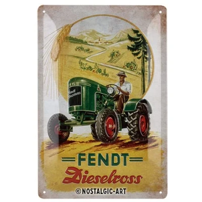 Image of Nostalgic Art Retro Tin Sign, 20 x 30 cm, Fendt Dieselross Gift Idea for Tractor Fans, Original Licensed Product (OLP), Made of Metal, Vintage Design, Signs Sayings