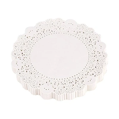 Image of 180Pcs Doilies Hollowed Cake Mat Paper Wedding Party Birthday Decoration (10.5 inch)